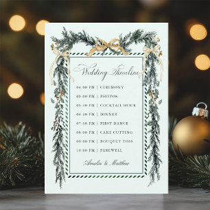 Gold Bow & Greenery Garland Wedding Timeline Mint Programme