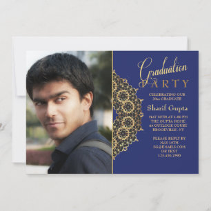 Gold Bracket Photo Graduation Invitation
