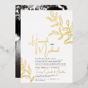 Gold branch of leaves sketch wedding