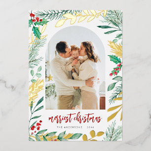 Gold Branches Watercolor Foliage Christmas 5 Photo