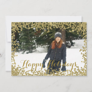 Gold Branches Winter Holiday Christmas Photo Card