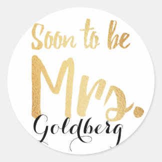 gold bridal last name stickers