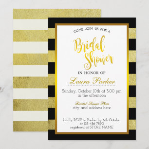 Gold Bridal Shower Glitter Elegant Classic Invitation