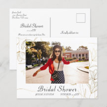 Gold Bridal Shower PHOTO Invitation Postcard