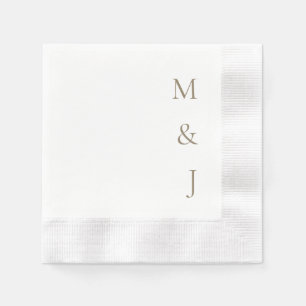 Gold Bride & Groom Vertical Initials Wedding Napkin
