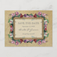 Gold Brocade Floral Formal Elegant Save the Date