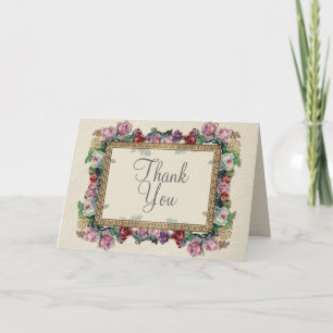 Gold Brocade Floral Formal Elegant Thank You Notes