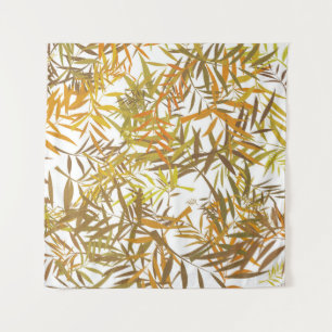 Gold Bronze and Brown Willow Leaves Tapestry
