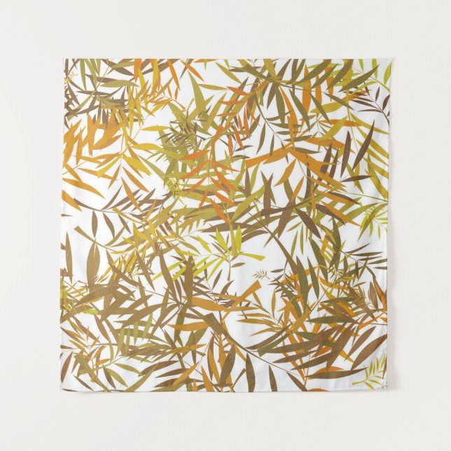 Gold Bronze and Brown Willow Leaves Tapestry (Front)