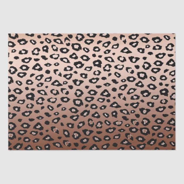 Gold Bronze Black Leopard Print Ombre Tissue Paper (Front)