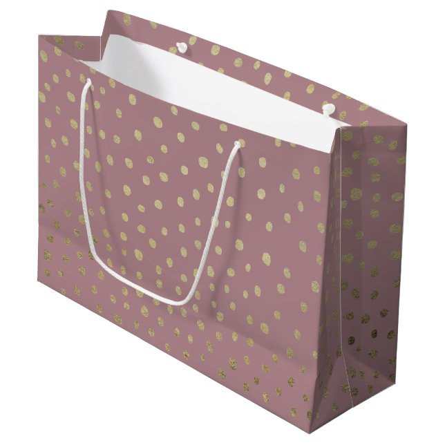 Gold Bronze Dot Pattern Gift Bag (Front Angled)