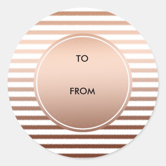 Gold Bronze Ombre Stripes Classic Round Sticker (Front)