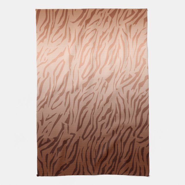 Gold Bronze Ombre Tiger Print Tea Towel (Vertical)