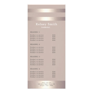 Gold Bronze Tanning Or Beauty Salon Pricing Rack Card