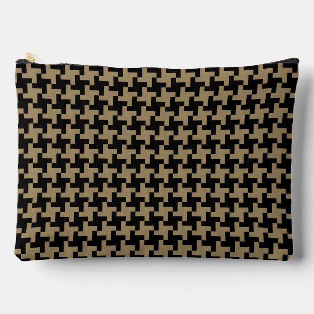 Gold Brown And Black Classic Nailhead Pattern Accessory Pouch (Front)
