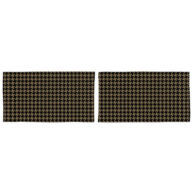 Gold Brown And Black Classic Nailhead Pattern Pillowcase (Front-Set)