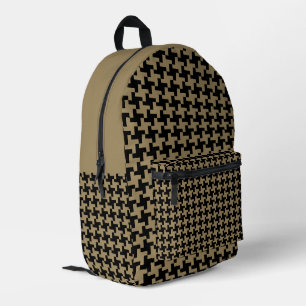 Gold Brown And Black Classic Nailhead Pattern Printed Backpack