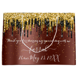  Gold Brown Black Drips Favour  Large Gift Bag
