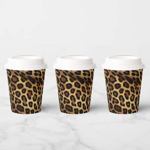 Gold Brown Black Leopard Print Paper Cups