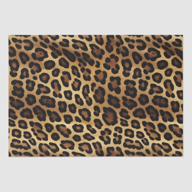 Gold Brown Black Leopard Print Tissue Paper (Front)