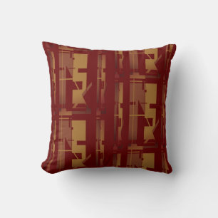Gold Brown Burgundy Southwest Uneven Mosaics Cushion