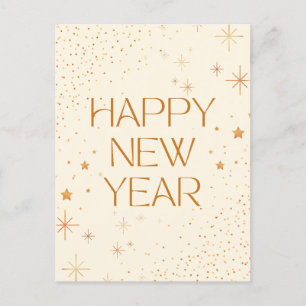  Gold Brown Happy New Year Holiday Postcard