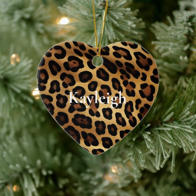 Gold Brown Leopard Animal print Ceramic Tree Decoration (Tree)