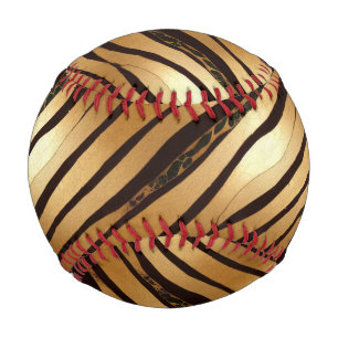 Gold Brown Leopard Print Stripes Baseball