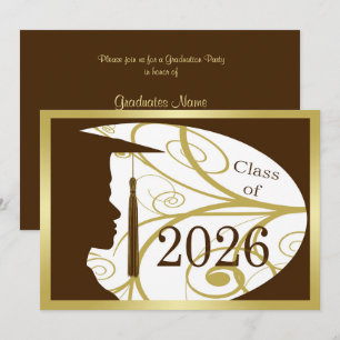 Gold/Brown Man Silhouette 2026 Graduation Party Invitation