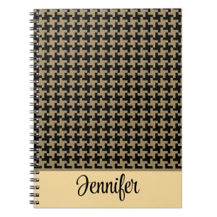 Gold Brown Nailhead Pattern Personalised  Notebook