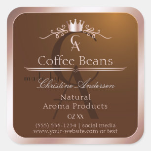 Gold Brown Product Label Rosegold Frame Monogram