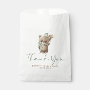 Gold Brown Sage Green Teddy Bear Baby Shower Favour Bags