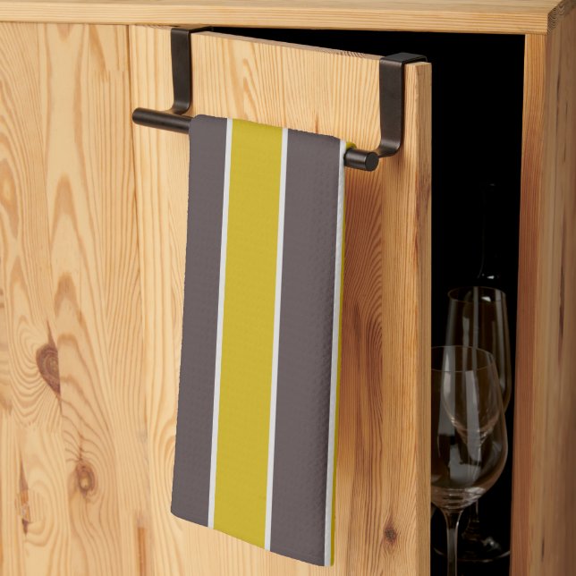 Gold & Brown Striped Kitchen Towel (Thirds Fold)