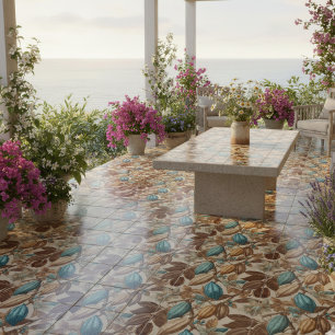 Gold Brown Turquoise Cacao Pattern Tile