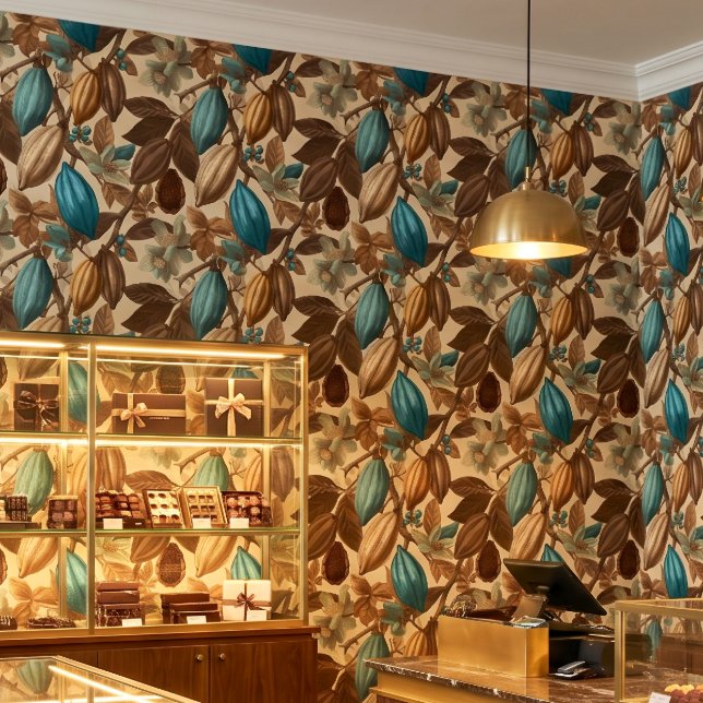 Gold Brown Turquoise Cacao Pattern Wallpaper (Creator Uploaded)