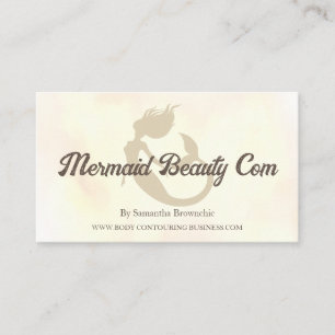 Gold Brown watercolor mermaid beauty Business Card