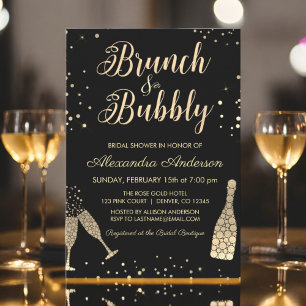 Gold Brunch & Bubbly Bridal Shower Invitation
