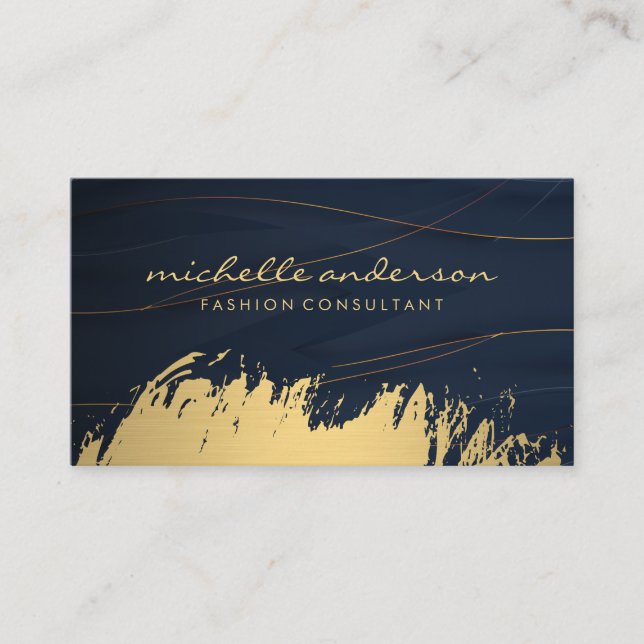 Gold Brush and Lines Business Card (Front)