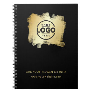 Gold Brush Black Modern Company Logo Notebook