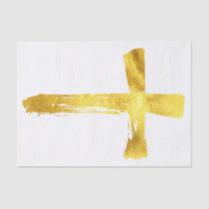 Gold Brush Cross - Elegant Christian Crucifix Big Tissue Paper