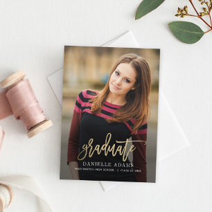 Gold Brush EDITABLE COLOR Graduation Announcement