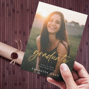 gold brush High School Graduate Photo Announcement