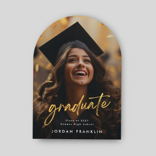gold brush High School Graduate Photo announcement