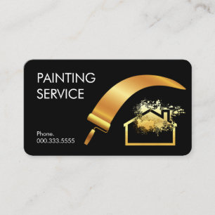Gold Brush Painting Paint Splatter Business Card
