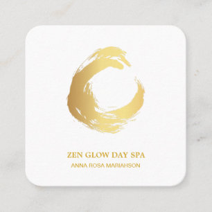 *~* Gold Brush Zen Meditation Yoga Reiki Abstract Square Business Card