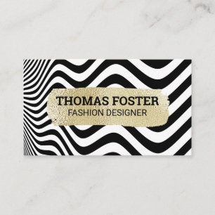 Gold Brushed   Abstract Wave Stripes Business Card