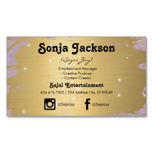 Gold Brushed and Purple with Sparkle Magnetic Business Card