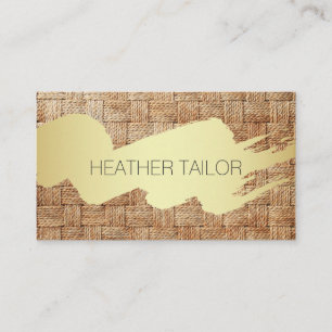 Gold Brushed Basket Weave Background Business Card