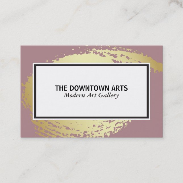 Gold Brushed Border Artistic Business Card (Front)
