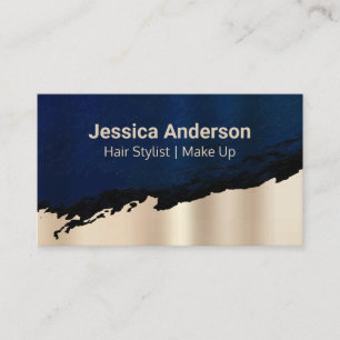 Gold Brushed   Dark Blue Business Card